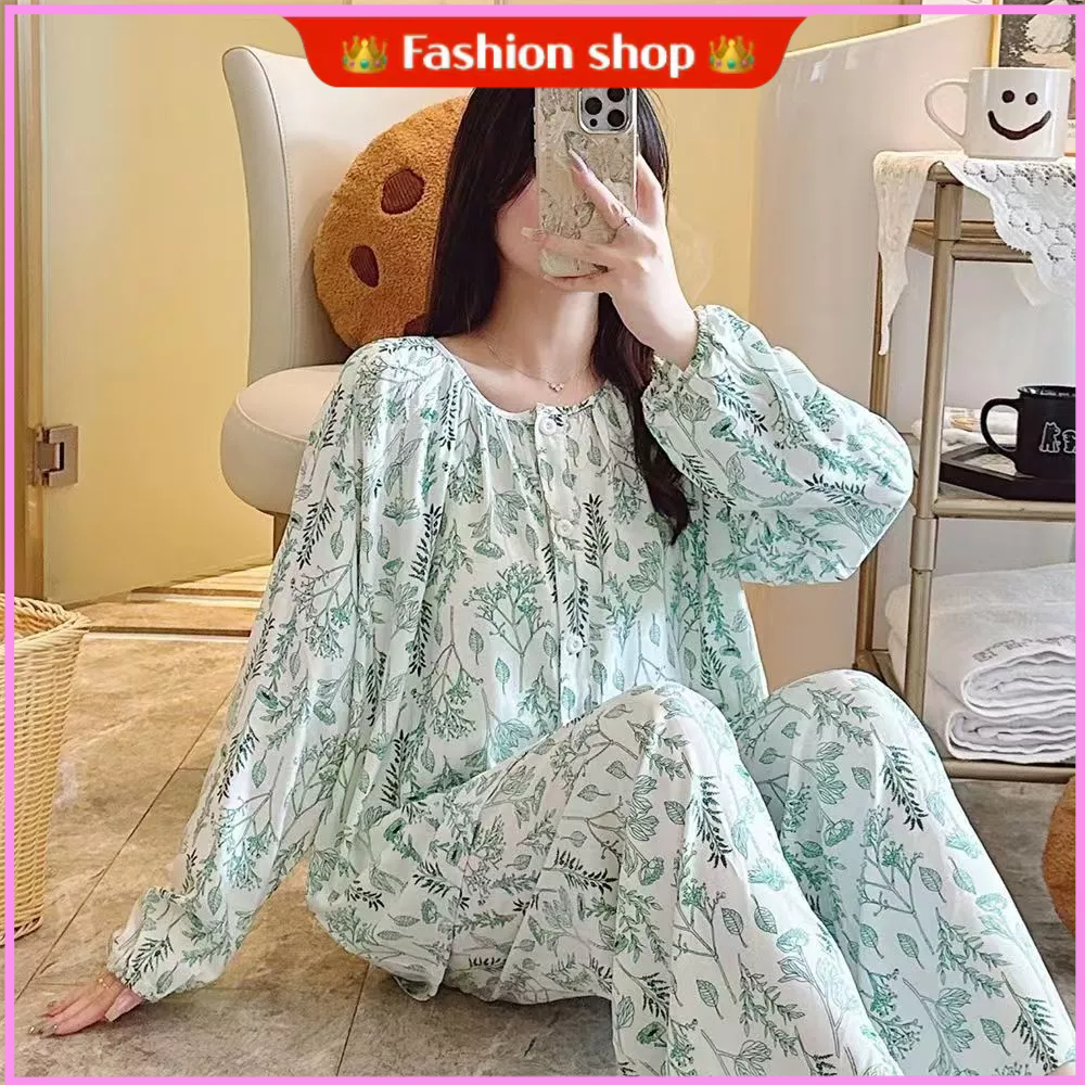 Cotton Silk Ladies Pajamas Large Version Loose Literary Sweet Loose ...