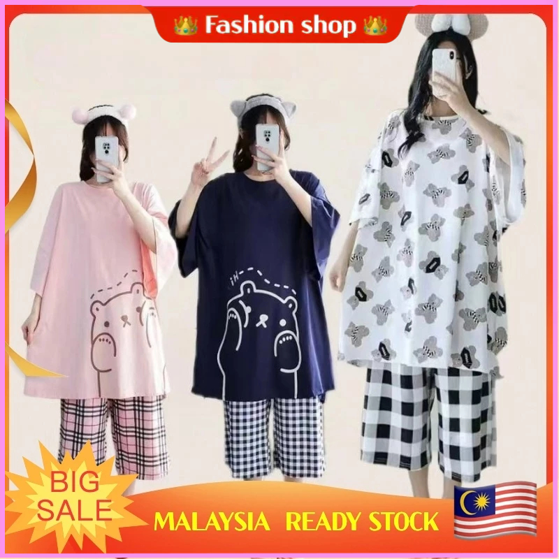 【MALAYSIA READY STOCK】150KG Plus size Cartoon Pajamas Women's Thin ...
