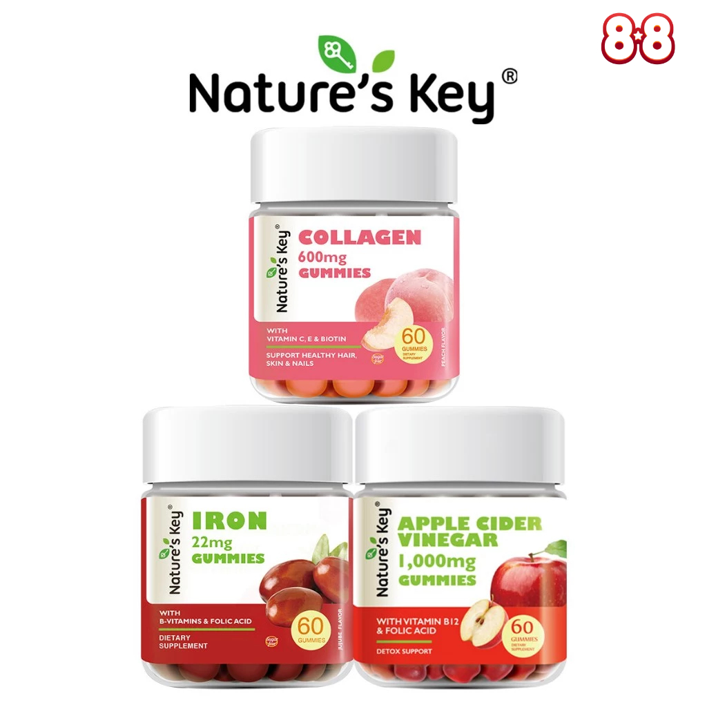 Nature's Key Collagen + Apple Cider Vinegar + Iron Gummies white ...