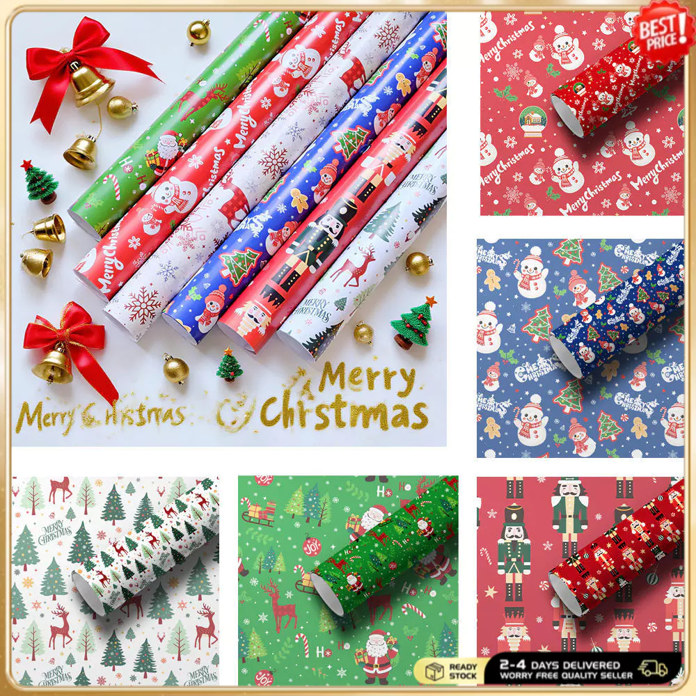 Folded Large Sheets Of Christmas Wrapping Paper Traditional Gift Wrap ...
