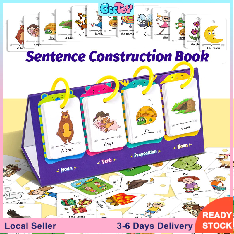 GeeToy 80PCS English Sentence Building Flipbook Cartoon Word Sentence ...