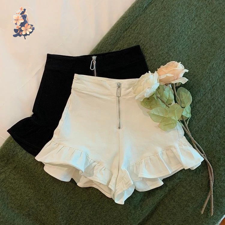 Large Ready Stock Summer All-Match High-Waisted Slimmer Look Zipper ...