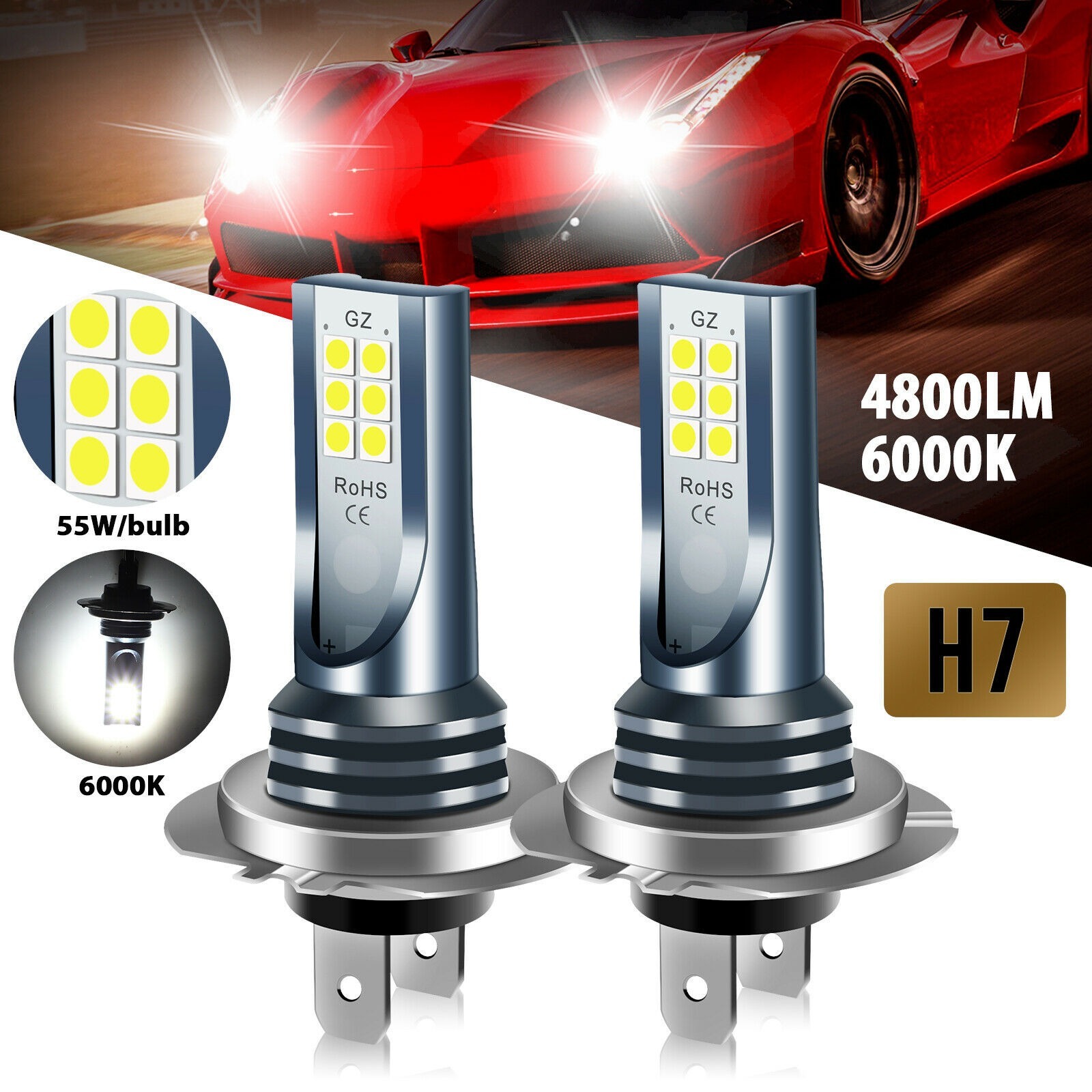 LED 20W 881 H27 Yellow Two Bulbs Fog Light Replacement Upgrade Lamp Stock Fit OE | UK