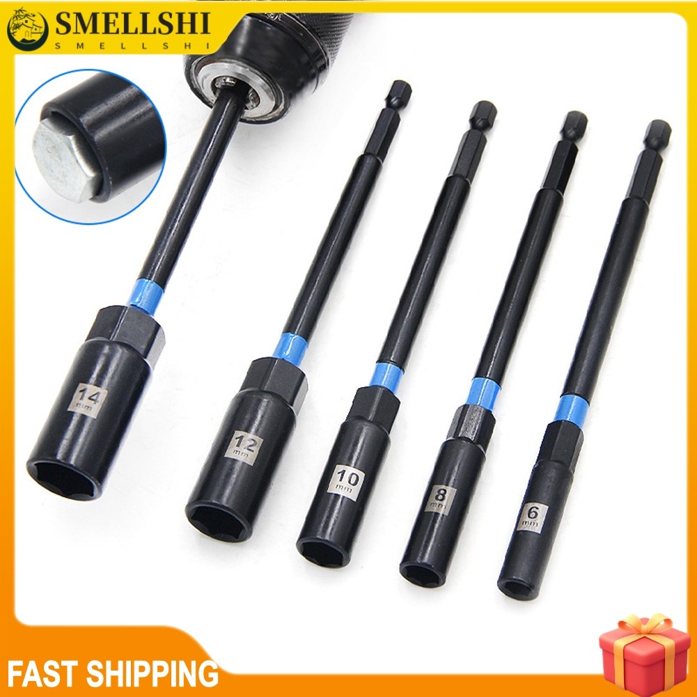 【Hot-SEMLL】5PC 150mm Hex Nut Driver Drill Bit Adapter Socket Wrench ...