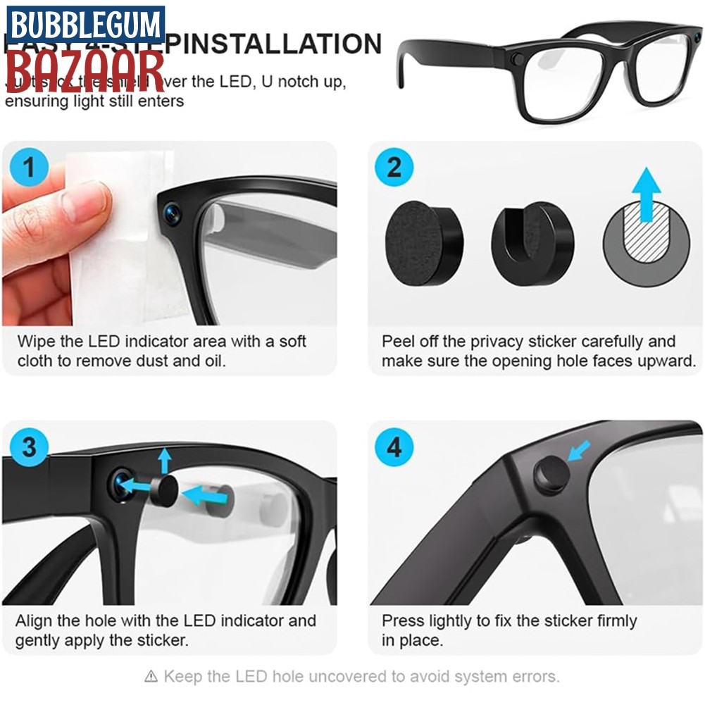 [BUBL] 20 Packs LED Light Blocker Covers for RayBan for Meta Smart ...