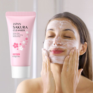 LAIKOU Japan Sakura Foam Cleanser Cherry Blossoms Face Wash Oil Control Brightening Skin Care 50g