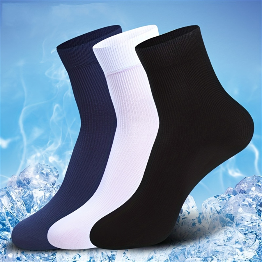 10 Pairs Men's Ultra-Thin Breathable Solid Color Socks Summer Daily ...