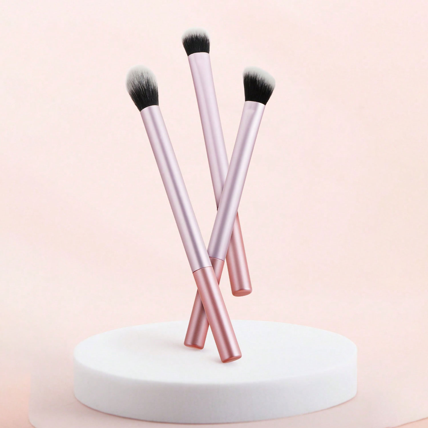 3pcs Pink Makeup Brush Set Including Highlight Brush, Eyeshadow Brush ...