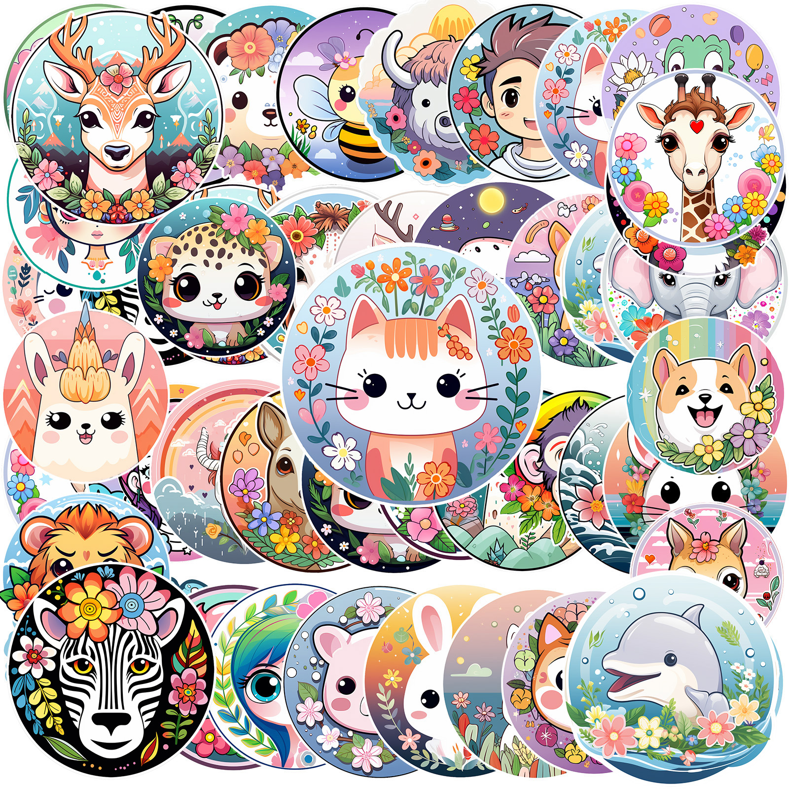 52 pcs Unique Face Stickers, Cartoon Vinyl Stickers, Waterproof ...
