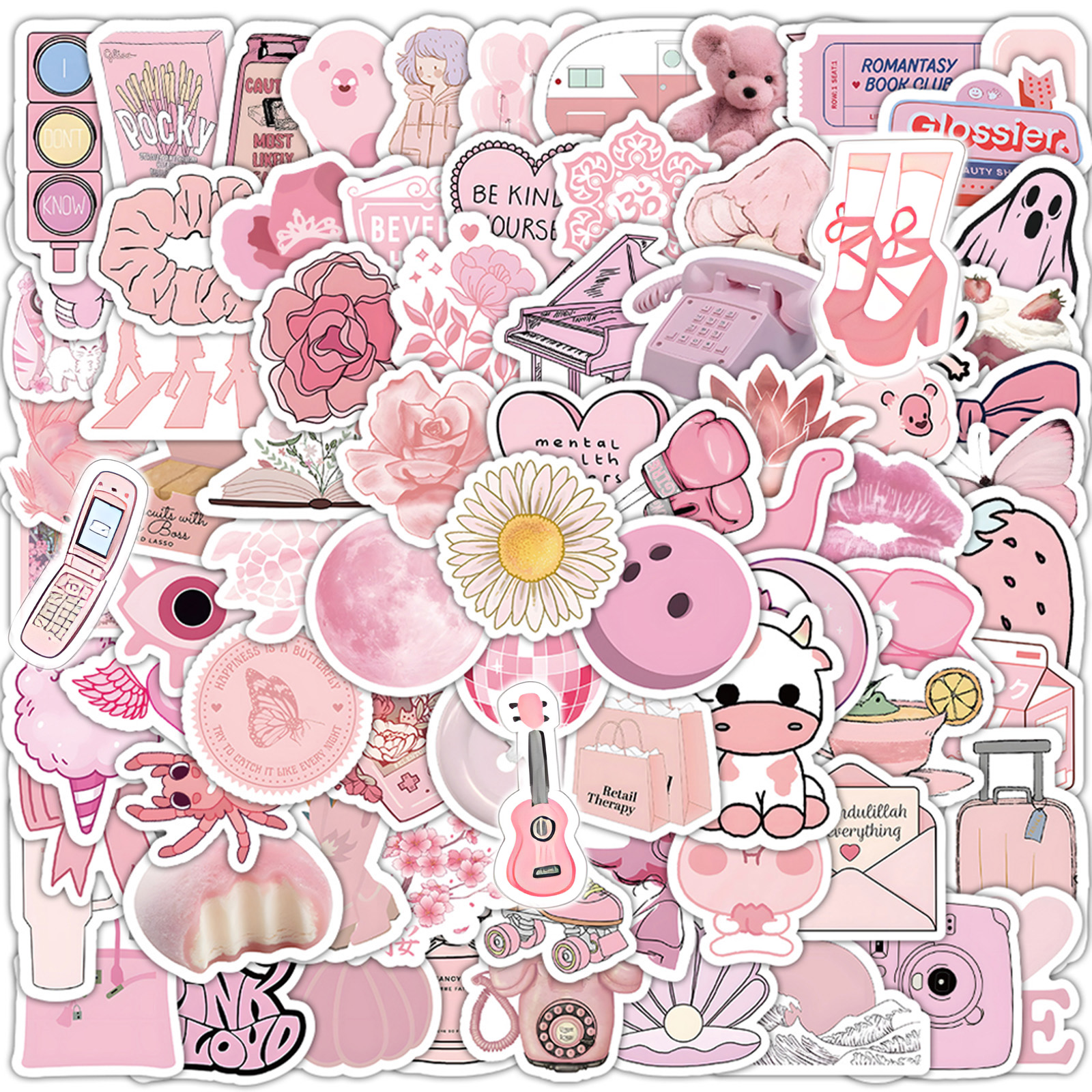 103 pcs Unique Creative Pink Doodle Stickers, Cute Pretty Cool ...