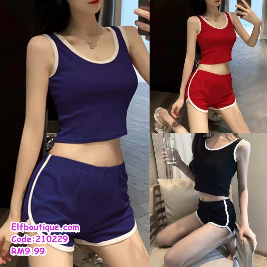 Sleeveless Cargo Top with Mini Short Pants 2 Set