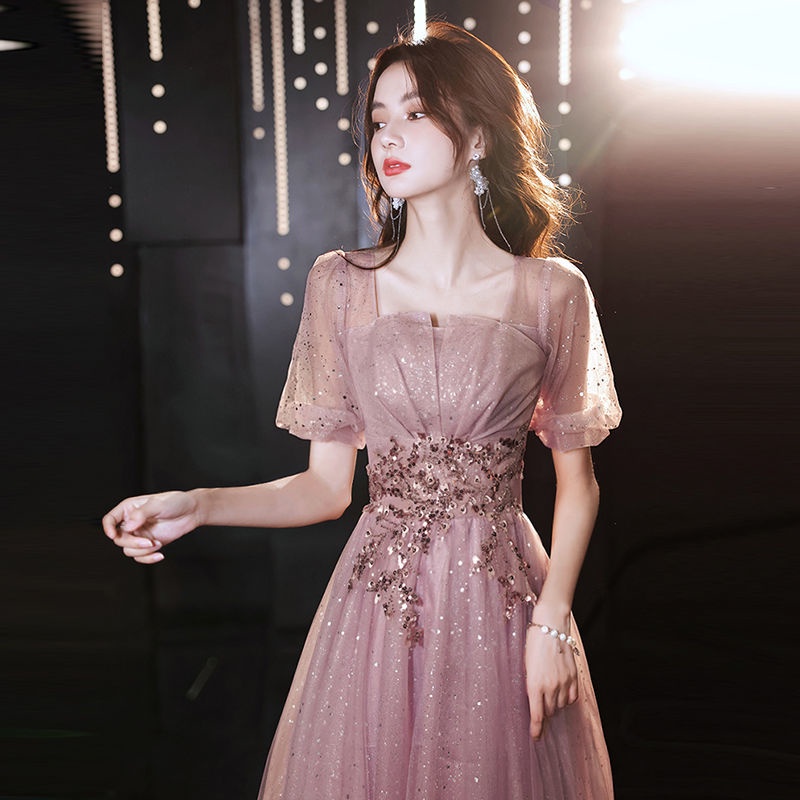 High-end evening dress female temperamen高端晚礼服女2023生日宴会气质轻奢小众高级感主持人连衣裙 ...