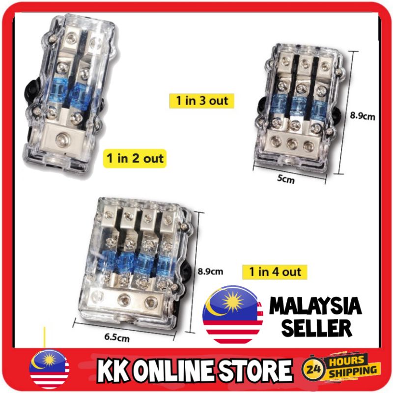 Car Audio Power Fuse Holder Fuse Box 1 In 2/3/4 Ways Out Fusebox