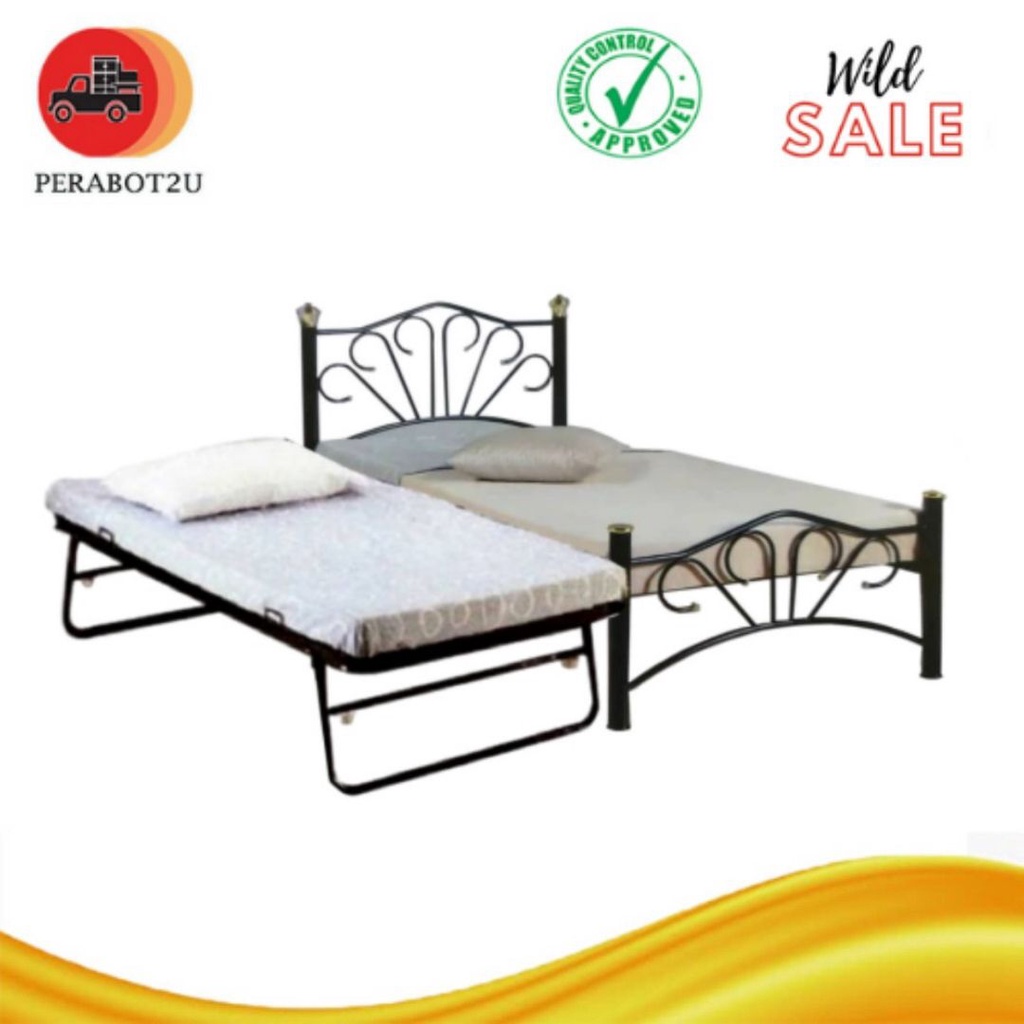 P2U 3V Katil Bujang Besi + pull out/ Metal Single Bed+Pull Out Bed/Bed