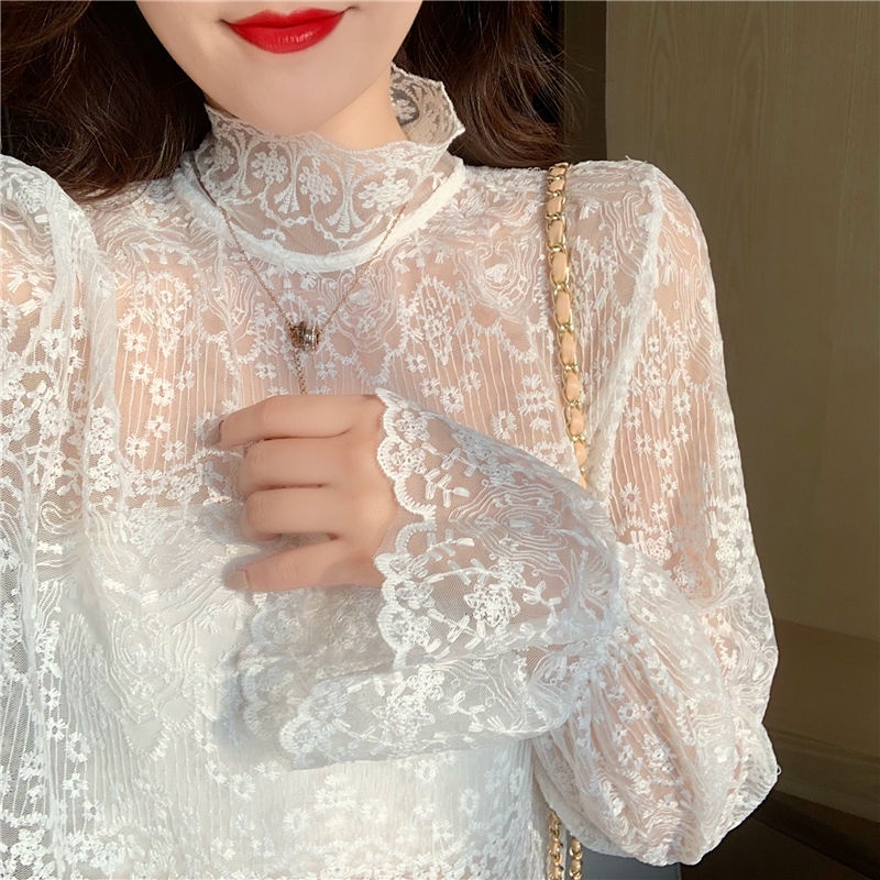 Women's Autumn Winter Long Sleeve Lace Shirt | Shopee Malaysia