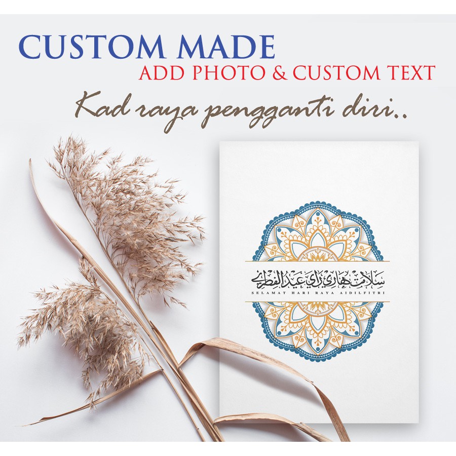 10pcs Kad Raya CUSTOM Made insert your content & photo Luxury Selamat ...