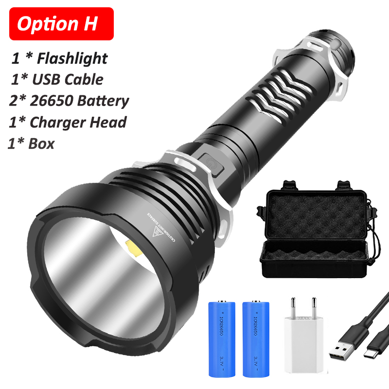New XHP90 4-core Most Powerful Led Flashlight Torch Light Rechargeable ...
