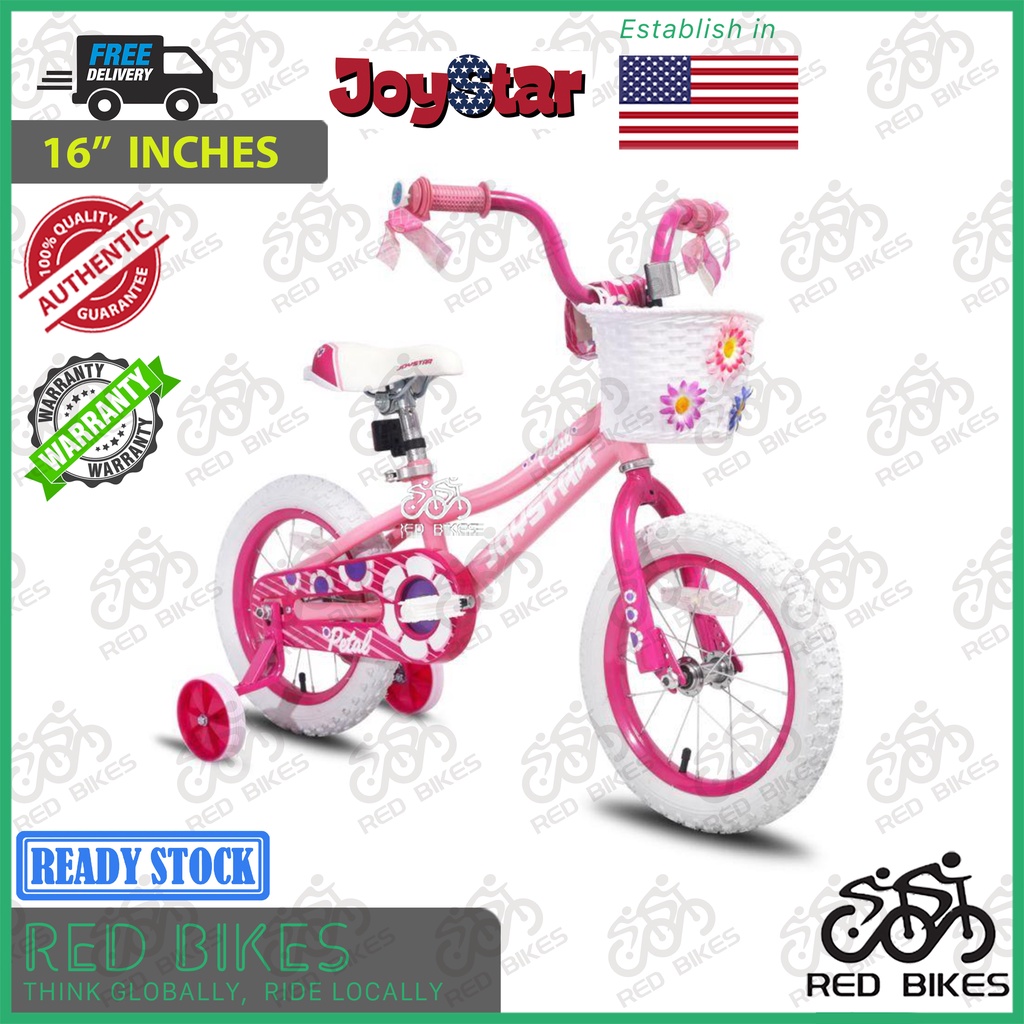 Joystar Petal Bike 16"Inch With Basket And Training Wheels Bicycle