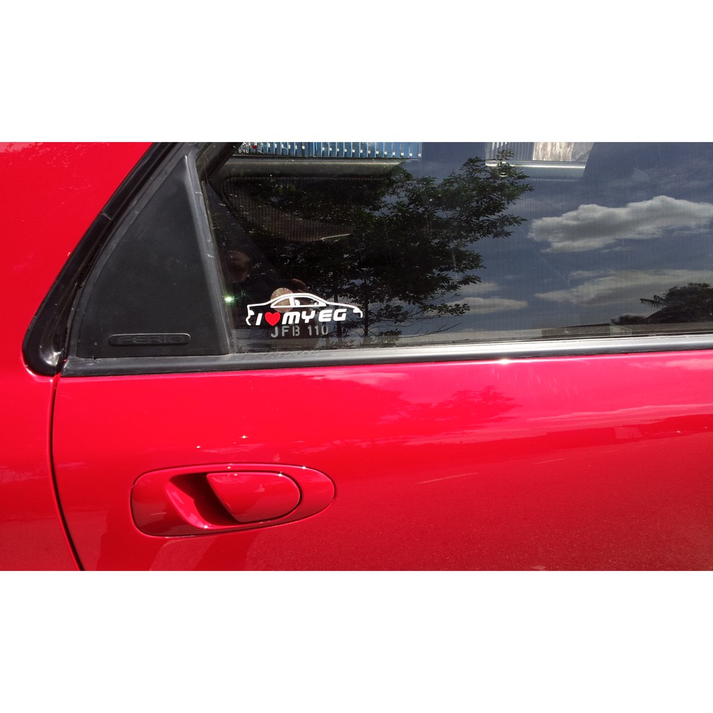 car sticker (2 pcs) i love my honda civic eg eg9 eg8 ferio vtec EG6 ...