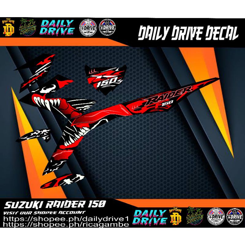 Suzuki Raider 150 Fi Decal Sticker ( Shark Red , Decaldesign) | Shopee ...