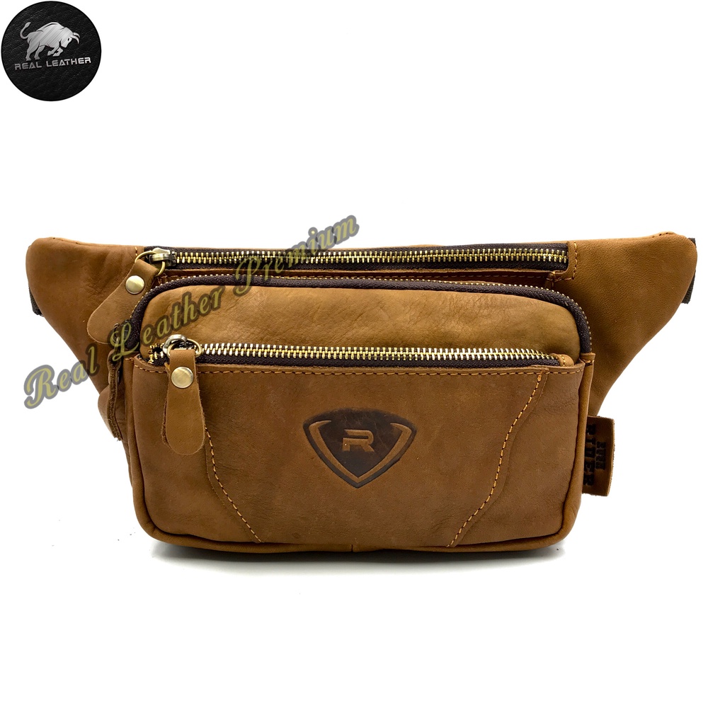 Rush Rider Beg Pinggang Kulit Asli Leather Thin Waist Bag Casual Pouch ...