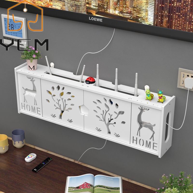 GAROZATION 4-Layer Router Modem Organizer - Wall Mount Cable Management Box White