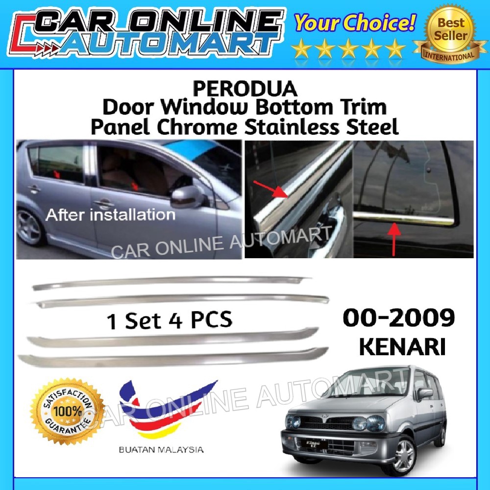 Perodua Kenari Door Window Trim Panel Chrome Stainless Steel 4PCS