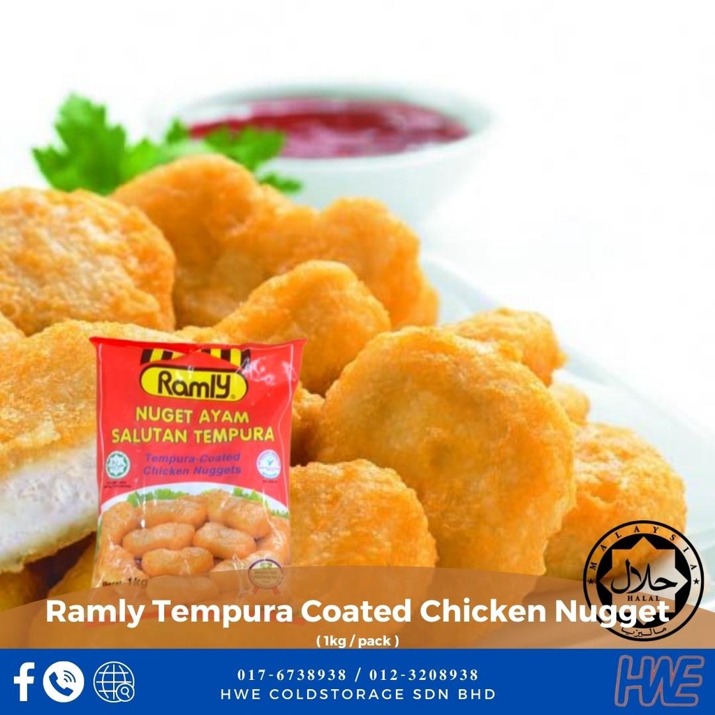 [Halal] Ramly Tempura Coated Chicken Nugget 1kg Ramly Salutan Tempura