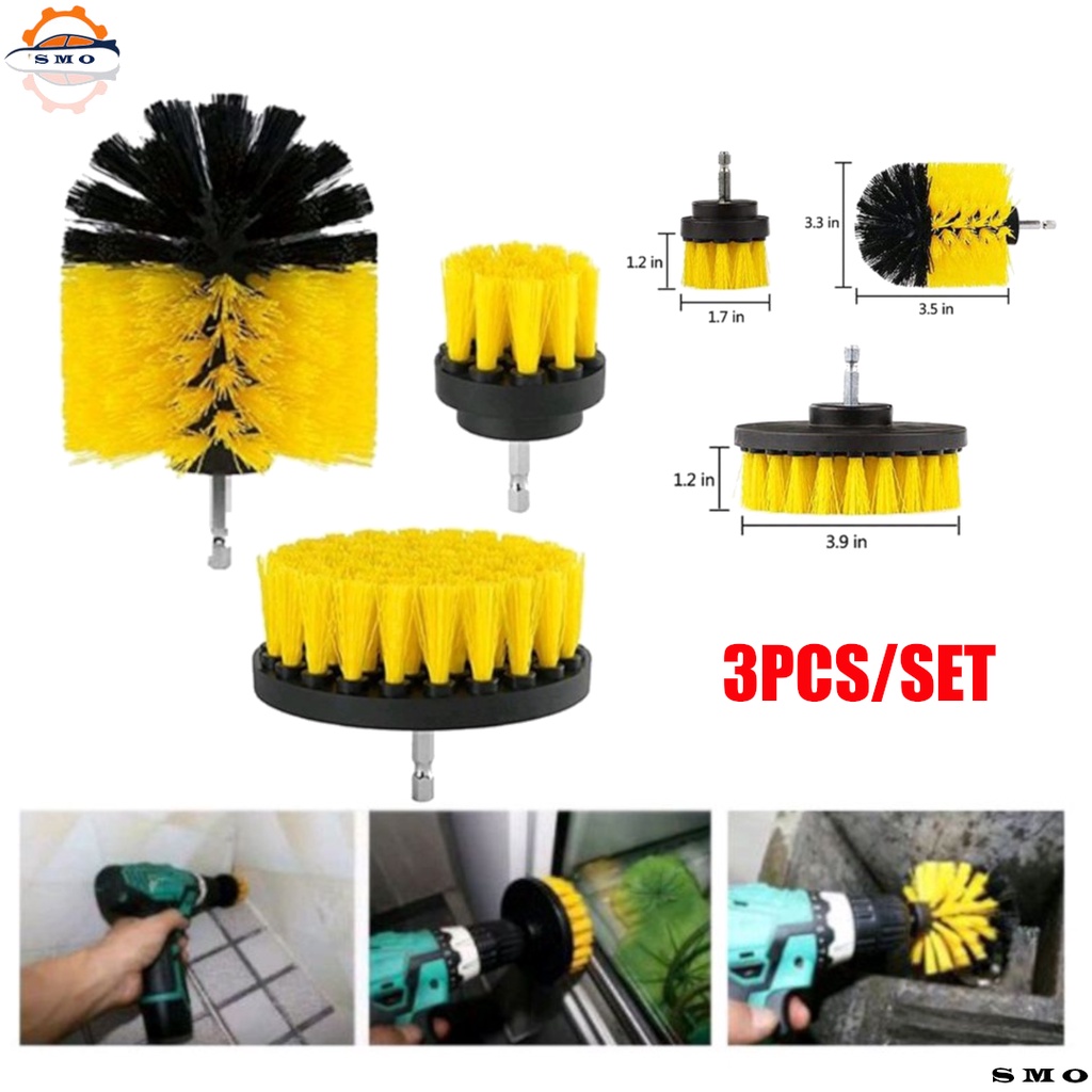 3pcs Car Wash Detailing Brush Heavy Duty Electric Drill Brushes Portable Head Drill Brush Tire