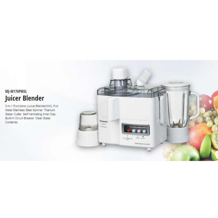 Ready stock Panasonic 3in1 Juicer Blender MJM176P (Juicer/Blender