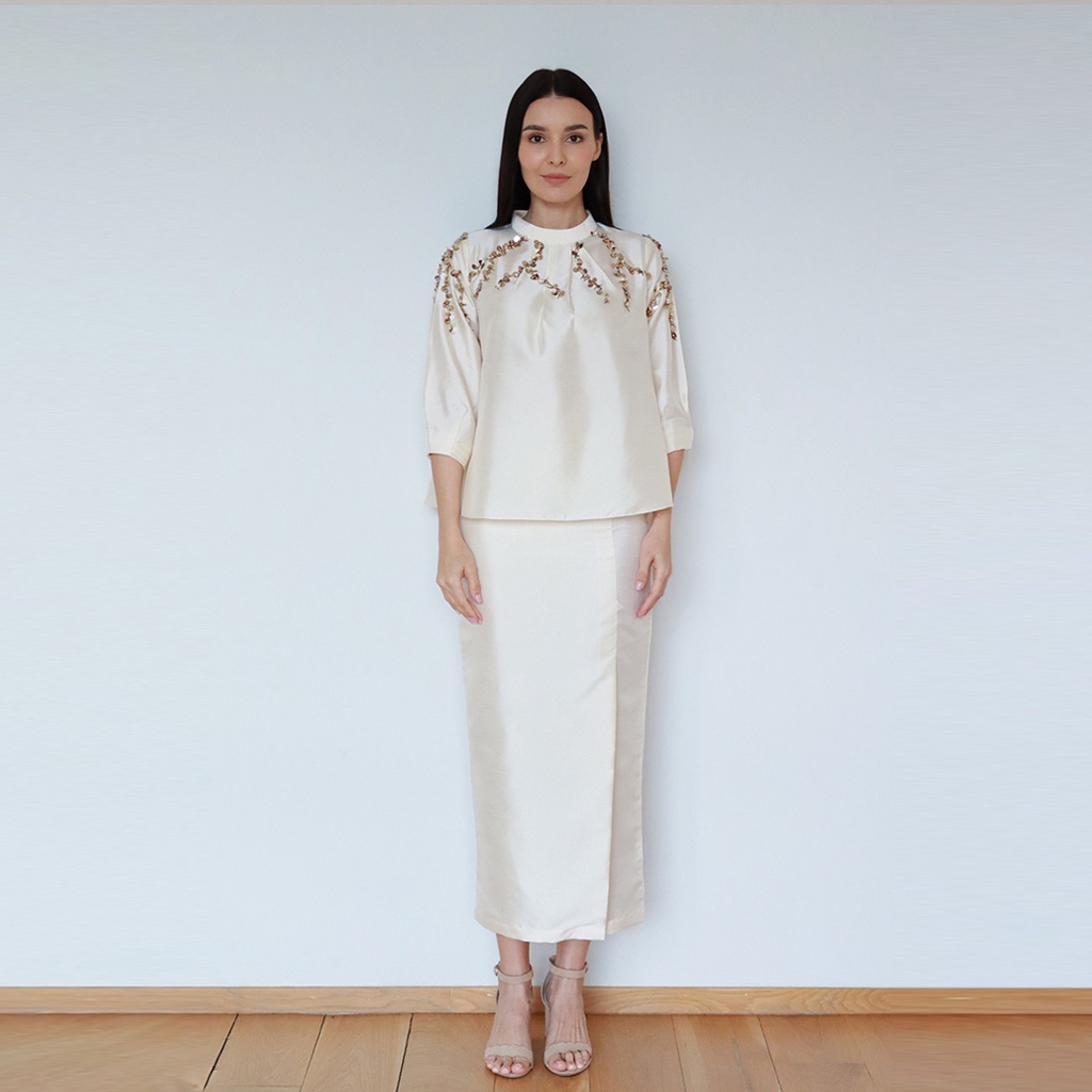 VELRIA Lana Sequin Beaded Thai Silk Modern Kurung Shopee Malaysia