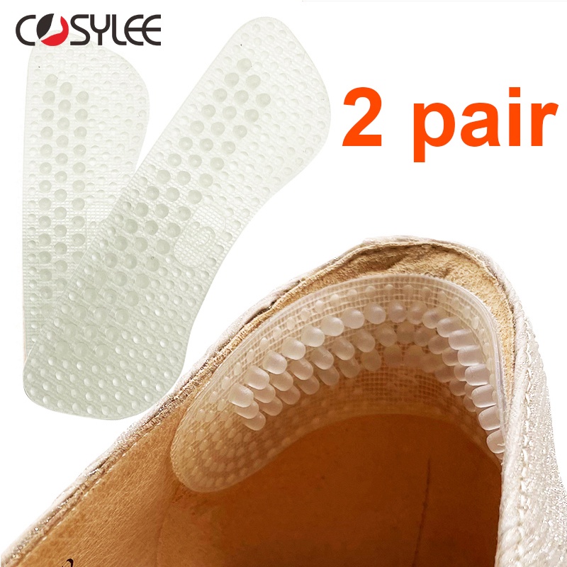 2 Pairs Heel Insoles Silicone Pads Gel Transparent invisible Patch Pain ...