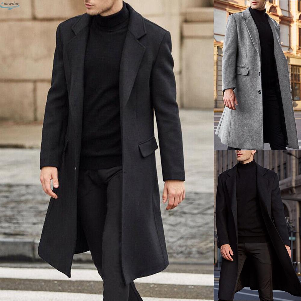 Coat Long Sleeve Men Blazer Winter Business Trench Coat Windbreaker Outwear Overcoat Long Jacket Work Formal Plus size Shopee Malaysia