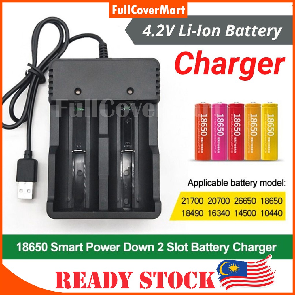 (CHGR4) Universal Li-Ion 2 Slots Battery Charger 21700 20700 26650 ...