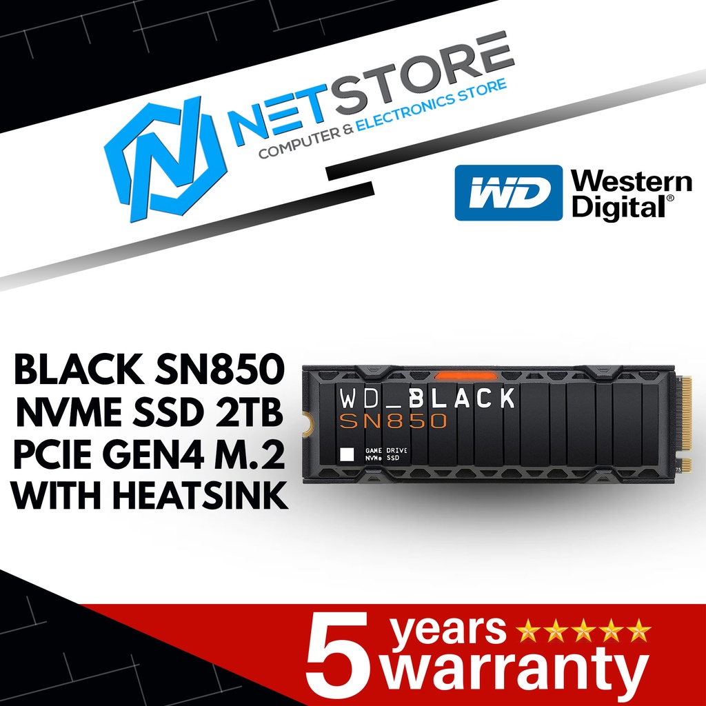 WESTERN DIGITAL BLACK SN850 NVME SSD 2TB PCIE GEN4 M.2 WITH