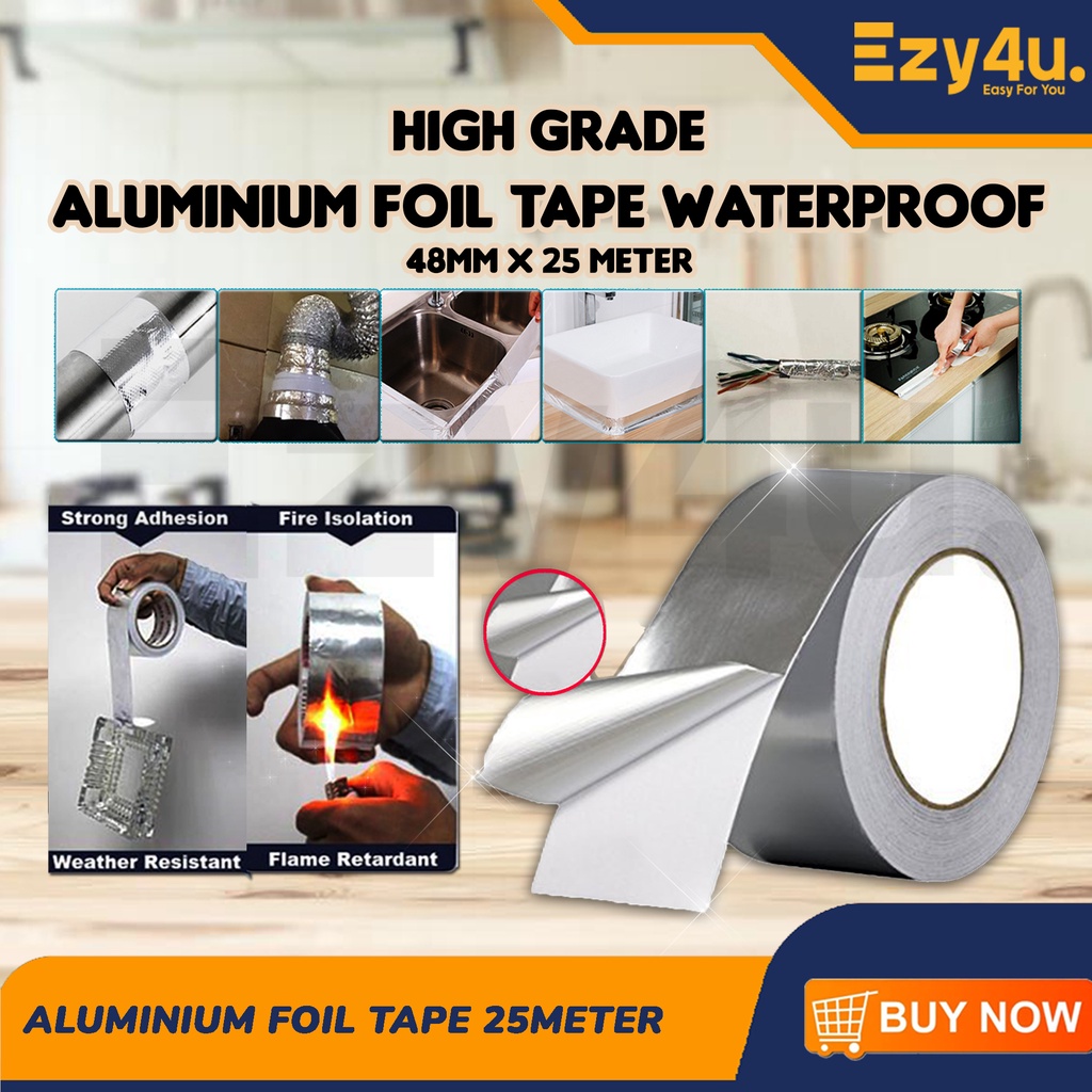 Aluminium Foil Tape 48mmX25m Thick Tape Strong Fast Repair Insulation ...