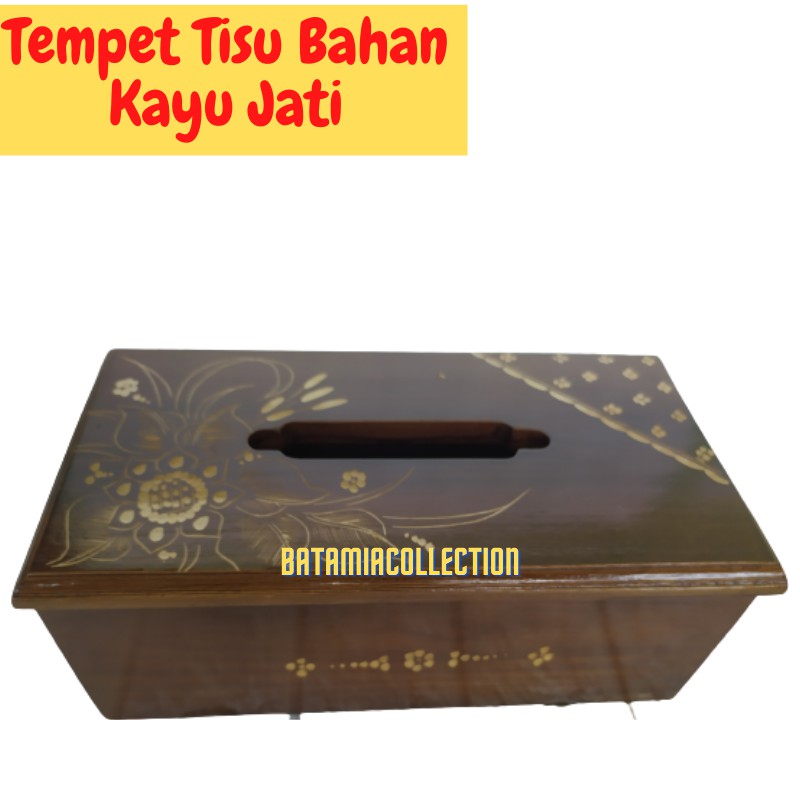 KAYU Teak Wood Tissue Box Holder Traditional Floral Pattern | Shopee ...