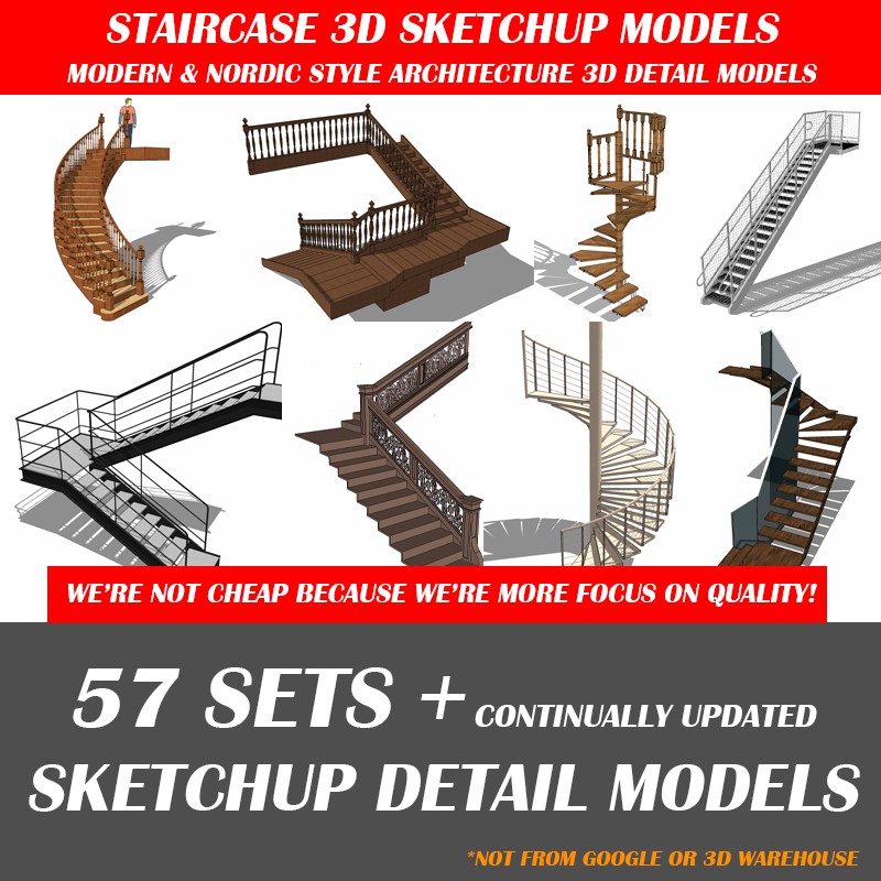 Staircase Sketchup detail 3D Model high quality models architecture ...