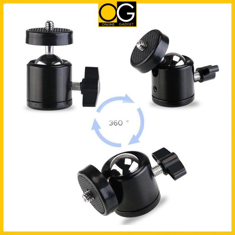 1/4 Screw Ball Head Mount Rotation 360 Degree For Tripod Stand / Ring