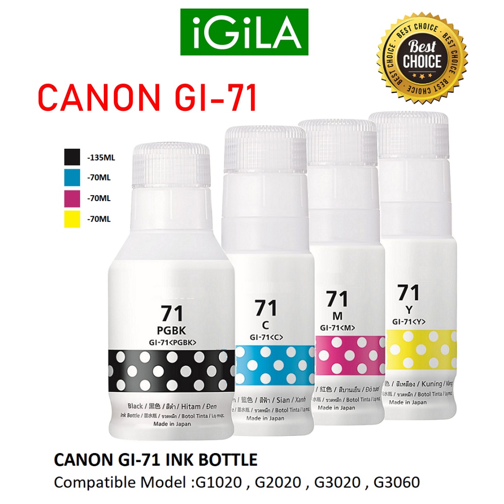 PREMIUM QUALITY COMPATIBLE CANON GI-7I GI71 ink for Canon Printer G1020 ...