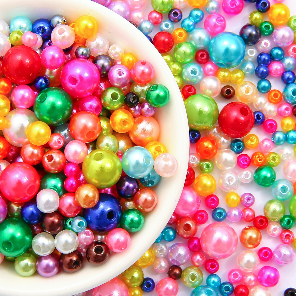 1000Pcs Pearl Beads for Jewelry Making 28 Colors 8mm Pearl Beads with  Charms Multicolor Round Spacer Pearl Beads for Bracelets Necklaces Earrings