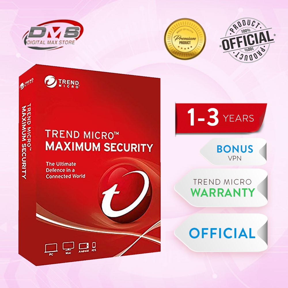 Trend Micro Maximum Security Antivirus 2024 Version Genuine License