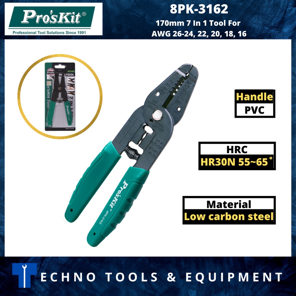 Pro'sKit 200-072 Automatic Wire Stripper – AWG 24-10, Multicolor, Professional Grade Tool