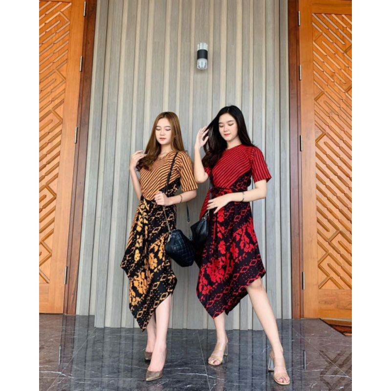 dress batik modern Dress Wanita Batik Long Dress Modern Model Batik Dress Modern Modern Batik  Dress Design Evercloth Dress