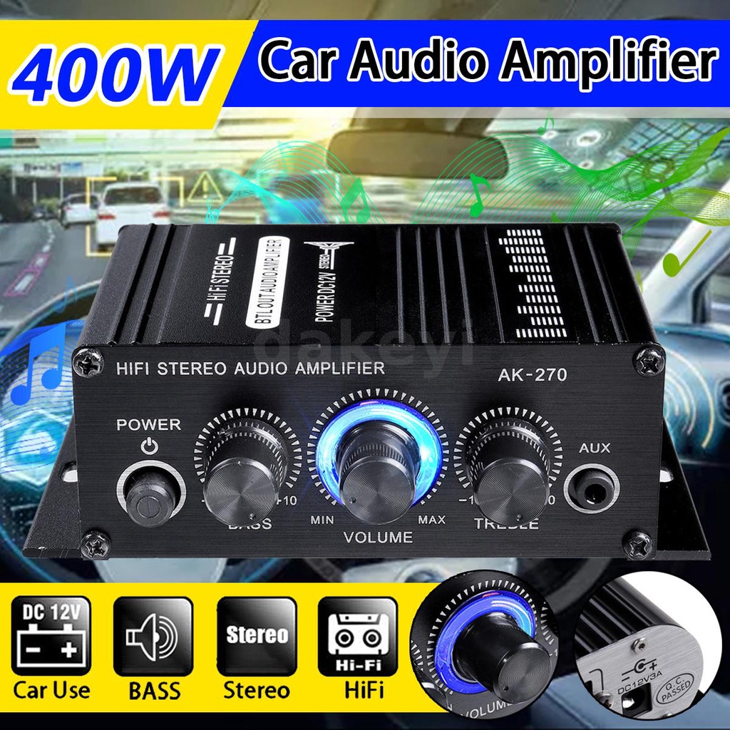 AK270 400W 2 Channel 12V Audio Power Amplifier Low Distortion Support