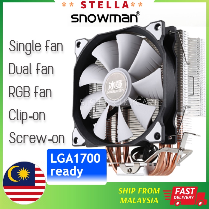 SNOWMAN CPU Cooler 4 Heat Pipes MT4 MT4S Heatpipes 120mm 4pin PWM RGB