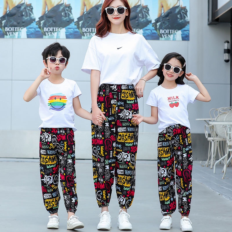 [ZY] 110XXL Children's Cotton Silk Casual Pants Cartoon Printed Anti