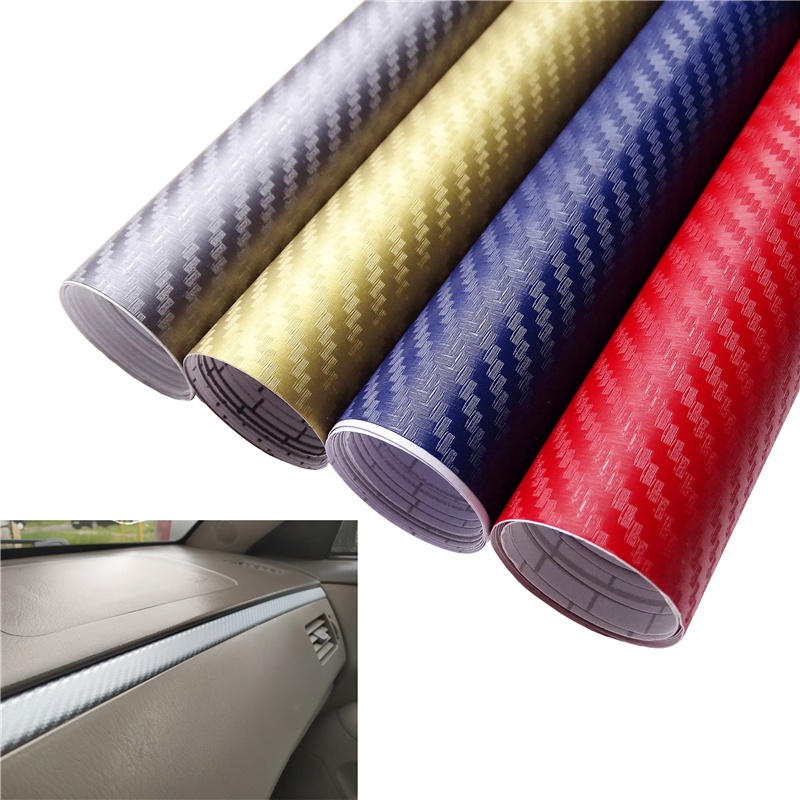 60cmX10cm Car Sticker 3D Carbon Fiber Vinyl Film Waterproof Car Wrap ...