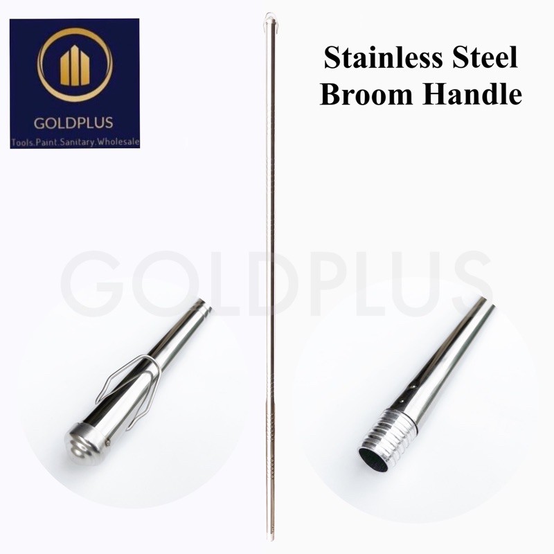 Stainless Steel Broom Handle Broom Stick Screw Thread Batang Penyapu