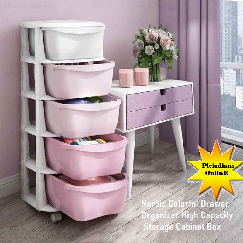 HOMIEE Nordic Colorful Drawer Organizer Capacity Storage Cabinet Box ...